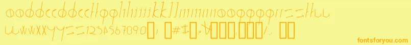 フォントSticks  Stones – オレンジの文字が黄色の背景にあります。