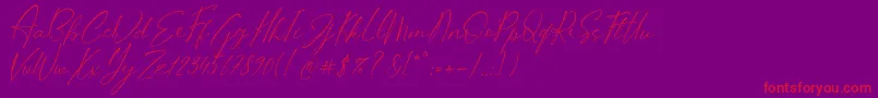 Stifora-Schriftart – Rote Schriften auf violettem Hintergrund