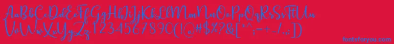 Still Loving Font by Andrian 7NTypes-Schriftart – Blaue Schriften auf rotem Hintergrund