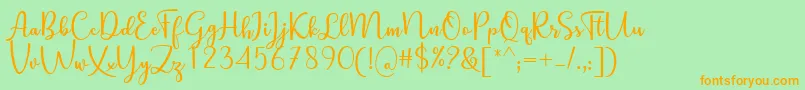 Fonte Still Loving Font by Andrian 7NTypes – fontes laranjas em um fundo verde