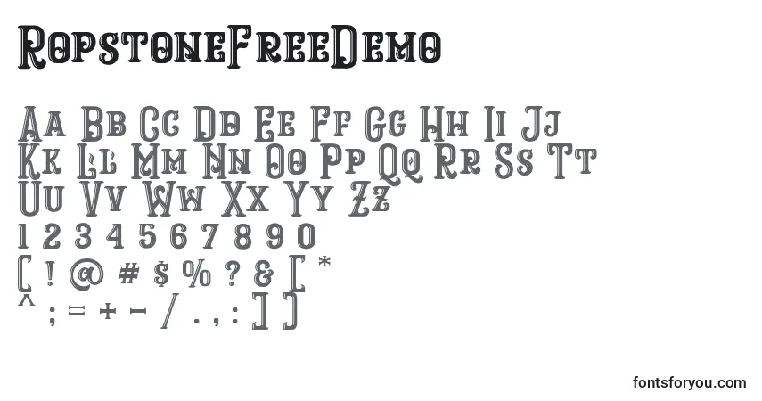 characters of ropstonefreedemo font, letter of ropstonefreedemo font, alphabet of  ropstonefreedemo font