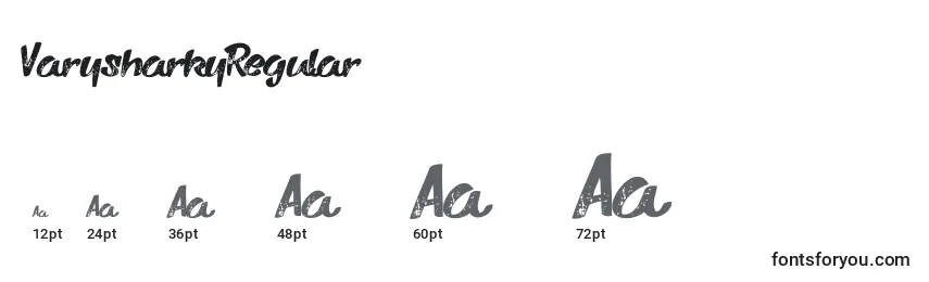 sizes of varysharkyregular font, varysharkyregular sizes