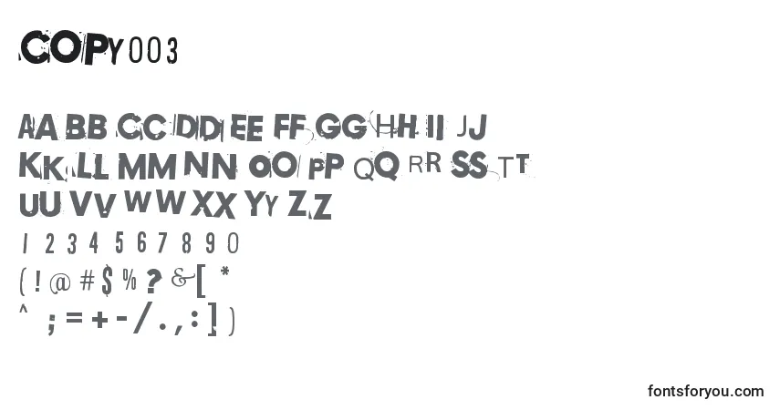 characters of copy003 font, letter of copy003 font, alphabet of  copy003 font