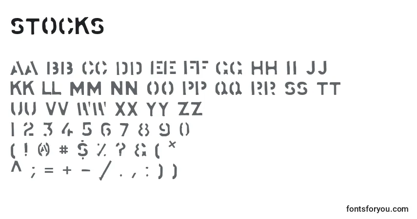 Шрифт Stocks   (142004) – алфавит, цифры, специальные символы