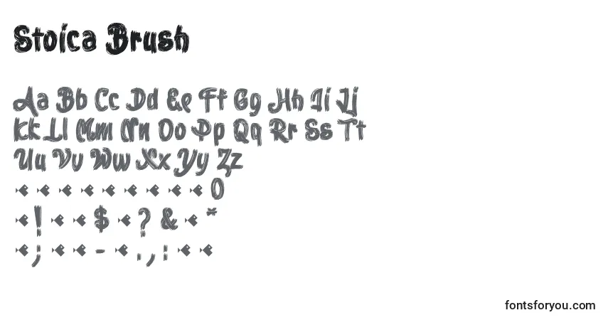 Czcionka Stoica Brush – alfabet, cyfry, specjalne znaki