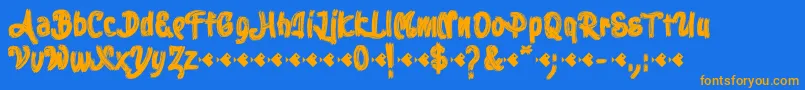 Stoica Brush Font – Orange Fonts on Blue Background