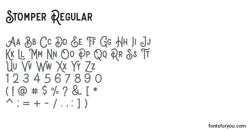 A fonte Stomper Regular – alfabeto, números, caracteres especiais