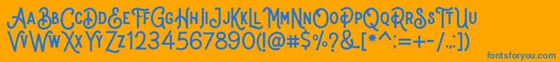 Stomper Regular-Schriftart – Blaue Schriften auf orangefarbenem Hintergrund