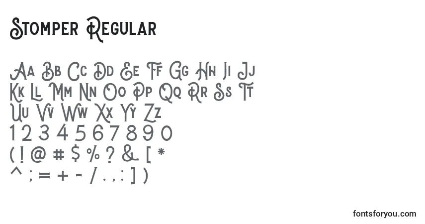 Шрифт Stomper Regular (142008) – алфавит, цифры, специальные символы