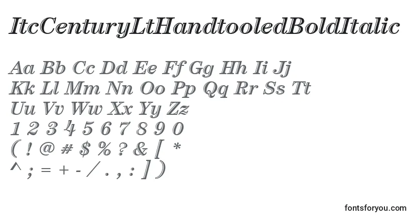 Czcionka ItcCenturyLtHandtooledBoldItalic – alfabet, cyfry, specjalne znaki