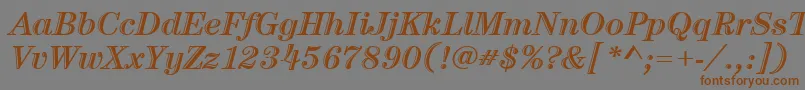 ItcCenturyLtHandtooledBoldItalic-Schriftart – Braune Schriften auf grauem Hintergrund