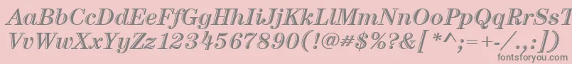 フォントItcCenturyLtHandtooledBoldItalic – ピンクの背景に灰色の文字