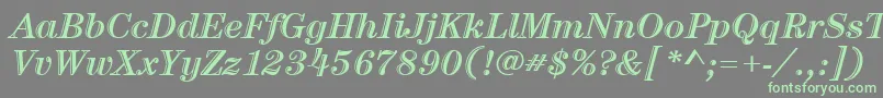 ItcCenturyLtHandtooledBoldItalic Font – Green Fonts on Gray Background