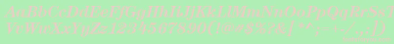 ItcCenturyLtHandtooledBoldItalic Font – Pink Fonts on Green Background