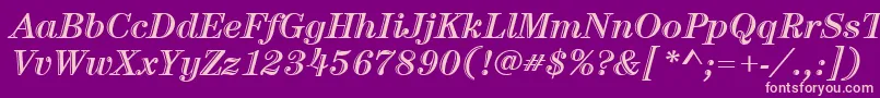 ItcCenturyLtHandtooledBoldItalic Font – Pink Fonts on Purple Background