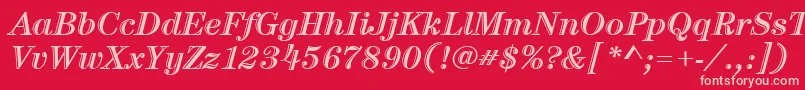 ItcCenturyLtHandtooledBoldItalic Font – Pink Fonts on Red Background