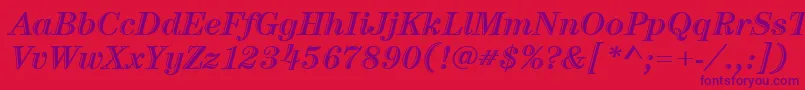 ItcCenturyLtHandtooledBoldItalic Font – Purple Fonts on Red Background