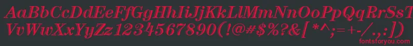 ItcCenturyLtHandtooledBoldItalic Font – Red Fonts on Black Background