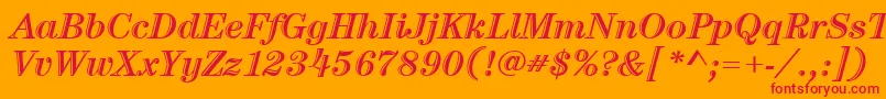 ItcCenturyLtHandtooledBoldItalic Font – Red Fonts on Orange Background