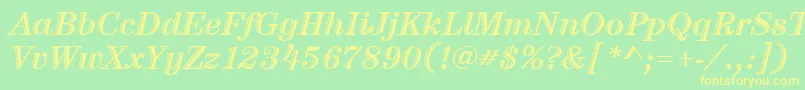 ItcCenturyLtHandtooledBoldItalic Font – Yellow Fonts on Green Background
