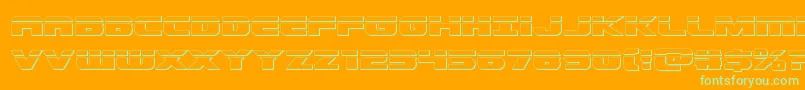 Dekarangerbullet-Schriftart – Grüne Schriften auf orangefarbenem Hintergrund