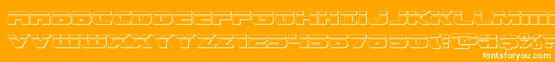Czcionka Dekarangerbullet – białe czcionki na pomarańczowym tle