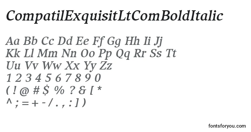 Czcionka CompatilExquisitLtComBoldItalic – alfabet, cyfry, specjalne znaki
