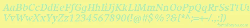 CompatilExquisitLtComBoldItalic-Schriftart – Grüne Schriften auf gelbem Hintergrund
