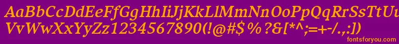 CompatilExquisitLtComBoldItalic Font – Orange Fonts on Purple Background