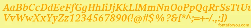 CompatilExquisitLtComBoldItalic Font – Orange Fonts on Yellow Background