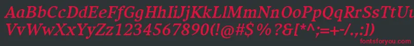 CompatilExquisitLtComBoldItalic Font – Red Fonts on Black Background