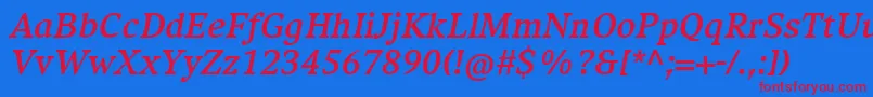 CompatilExquisitLtComBoldItalic Font – Red Fonts on Blue Background