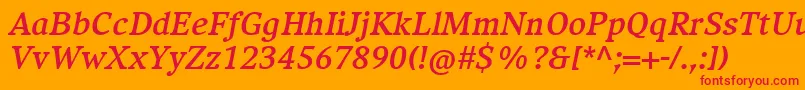 CompatilExquisitLtComBoldItalic Font – Red Fonts on Orange Background