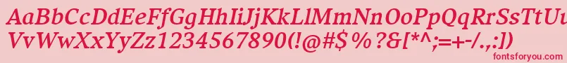Шрифт CompatilExquisitLtComBoldItalic – красные шрифты на розовом фоне