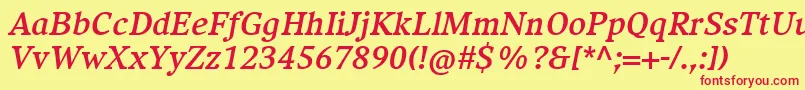 Шрифт CompatilExquisitLtComBoldItalic – красные шрифты на жёлтом фоне