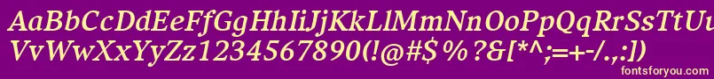 CompatilExquisitLtComBoldItalic Font – Yellow Fonts on Purple Background