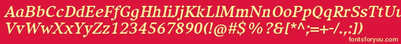 Шрифт CompatilExquisitLtComBoldItalic – жёлтые шрифты на красном фоне