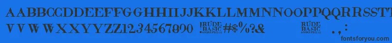RudeBasic Font – Black Fonts on Blue Background