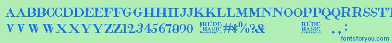 RudeBasic Font – Blue Fonts on Green Background