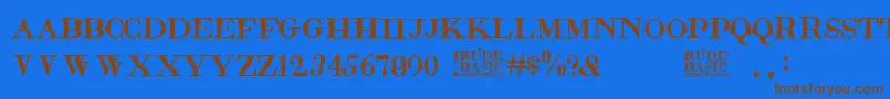 RudeBasic Font – Brown Fonts on Blue Background