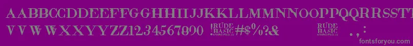 フォントRudeBasic – 紫の背景に灰色の文字