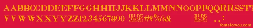 RudeBasic Font – Orange Fonts on Red Background