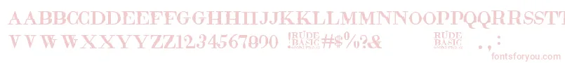 Weitere Informationen zur RudeBasic-Schriftart RudeBasic-Schriftart – Rosa Schriften auf weißem Hintergrund