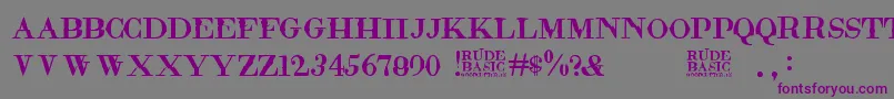 RudeBasic Font – Purple Fonts on Gray Background