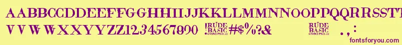 RudeBasic Font – Purple Fonts on Yellow Background