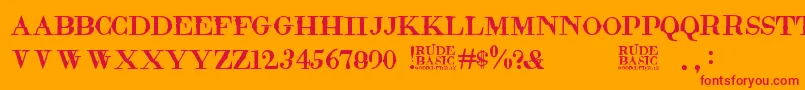 RudeBasic Font – Red Fonts on Orange Background