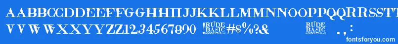 Czcionka RudeBasic – białe czcionki na niebieskim tle