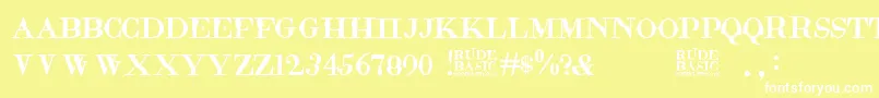 RudeBasic Font – White Fonts on Yellow Background