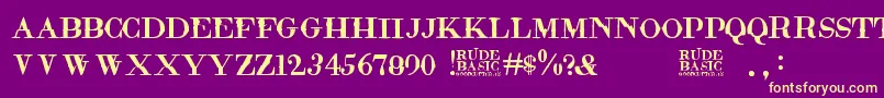 RudeBasic Font – Yellow Fonts on Purple Background