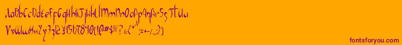 XaphanIiCondensed-Schriftart – Violette Schriften auf orangefarbenem Hintergrund